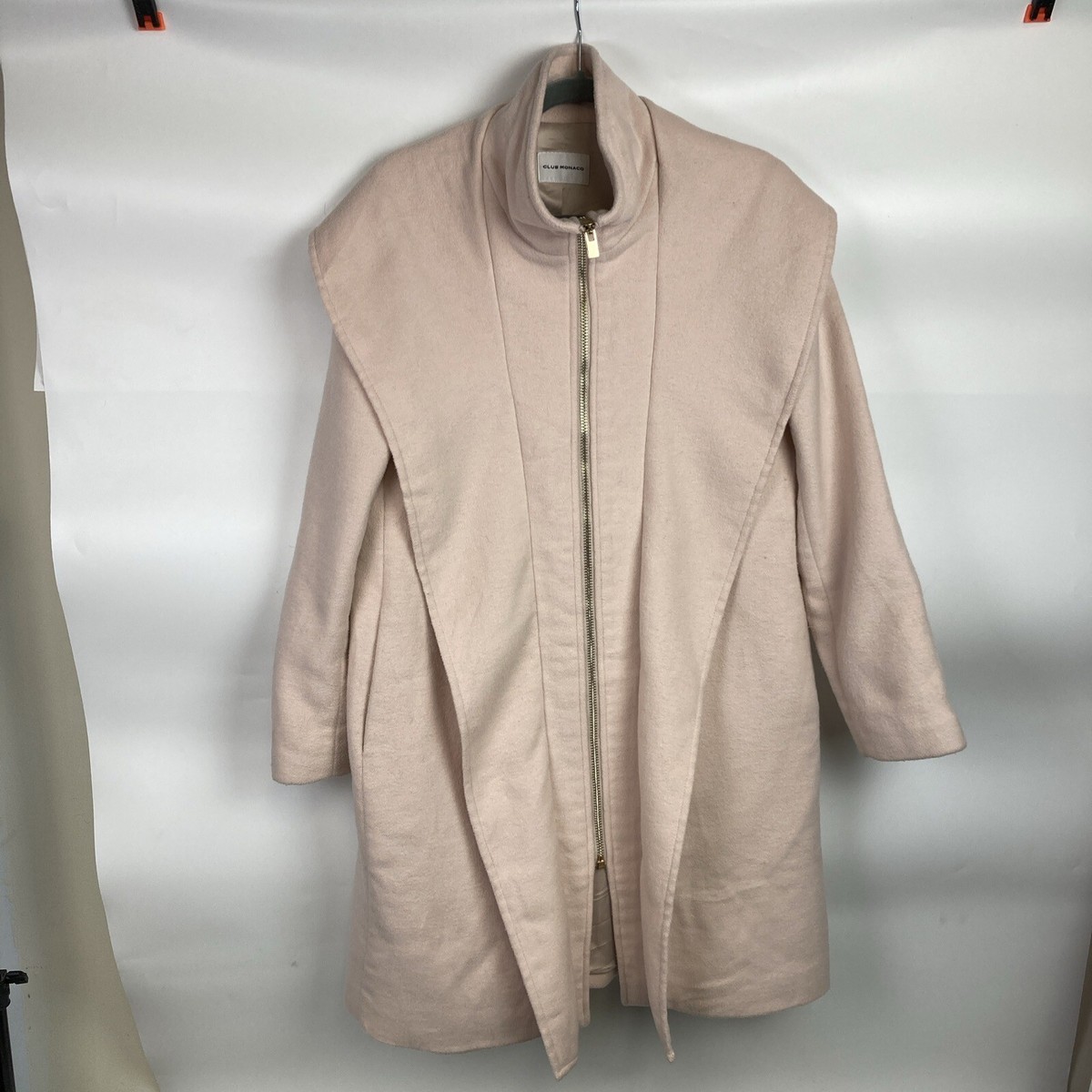 Club Monaco Pale Pink Kasppere Wool Overcoat Medium Zip Front Warm Classy  Jacket
