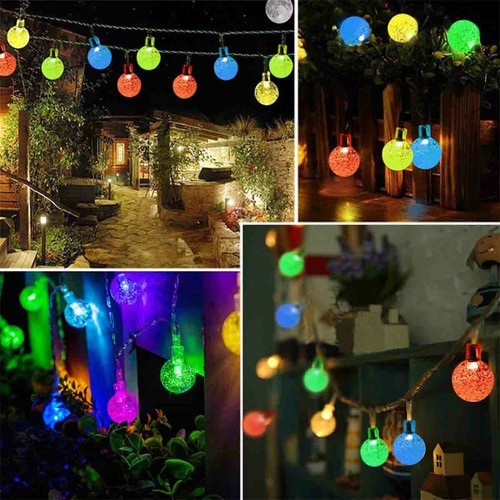 Solar String Lights 50 Led Crystal Globe Lights ,8 Modes Waterproof Patio Lights - Picture 8 of 11