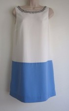 Forever 21 Stones Neckline Drop Waist Light Blue White Colorblock Dress Size XS