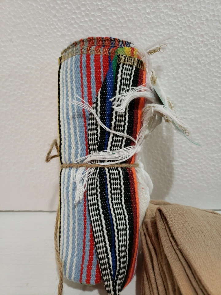 Table Runner Multicolored 1'x4' & Napkins 4 Tan/ Brown 18"×18" Cloth New - Image 4 of 4