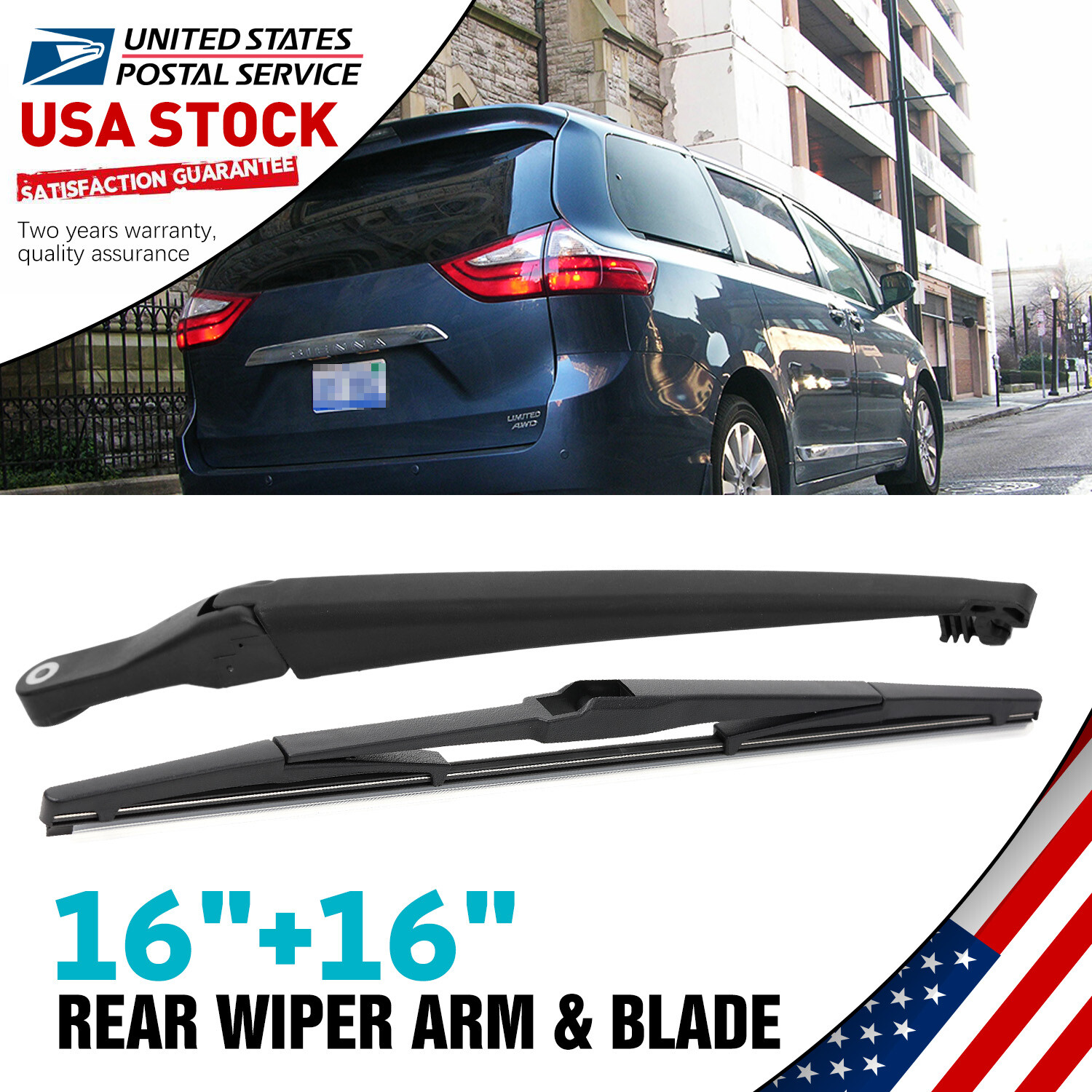 Waterproof 16+16 Super Clean Windshield Rear Wiper Blades OEM Replacement Kit
