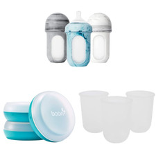 NURSH Reusable Silicone Baby Bottles NURSH Storage Buns Pack of 3 , Blue-whit