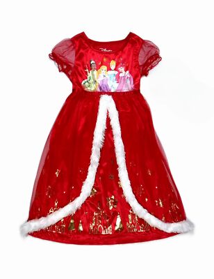 Disney Princess Girl's Satinet and Tulle Christmas Holiday Nightgown, Gown 