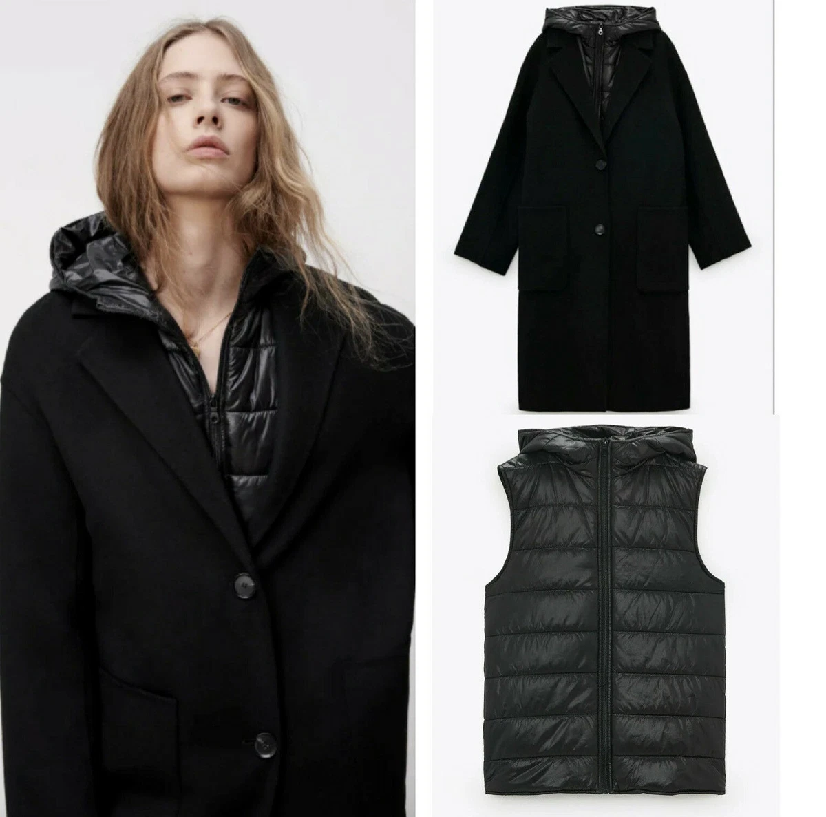 Zara black store duffle coat