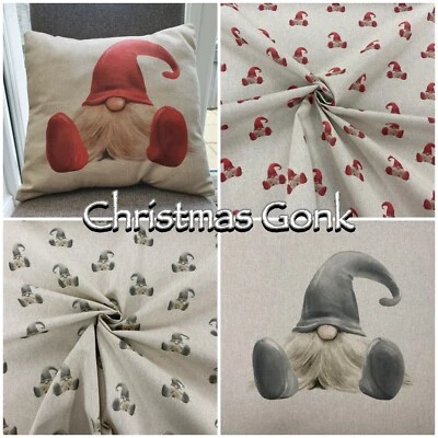 CHATHAM GLYN Christmas Gonk Elf Cushion Panel Fabric Linen-look for Home Decor or Keepsakes