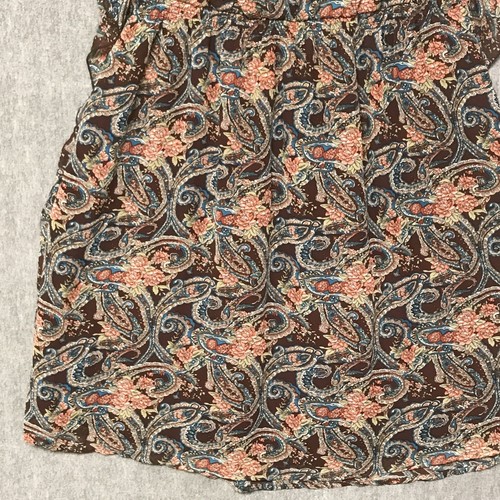 Loop Dress Womens 13 Knee Length Short Sleeve Ruffle Lined Brown Paisley A Line - Picture 3 of 16