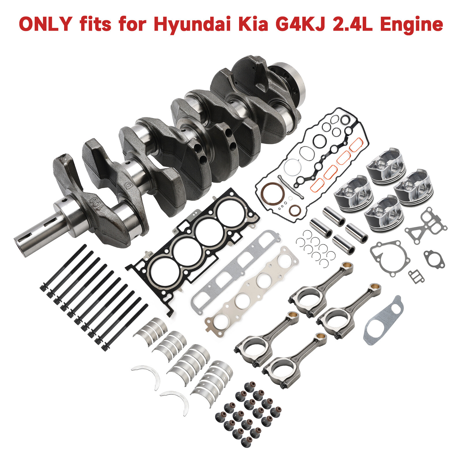 G4KJ 2.4L Engine Rebuild Kit with Crankshaft Rods for Hyundai Kia Sorento