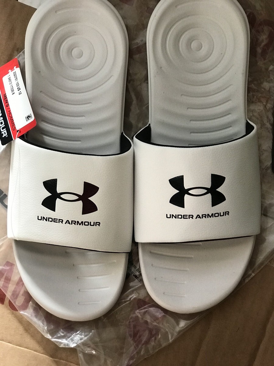 Mens Under Armour Ansa Sandals, Size 12, White with black logo, Brand New! Amazon.com | Under Armour Men main image 4