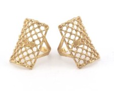 Rectangle Ring Dotted Adjustable Ring Raw Brass 18mm 8US inner size 2755 30m