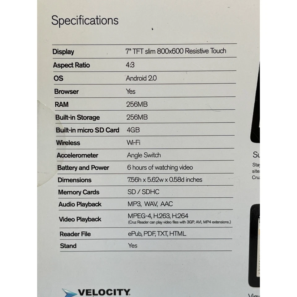 New Cruz Reader Velocity Micro Tablet Surf Web, Videos, Books 7" Display - Image 3 of 4