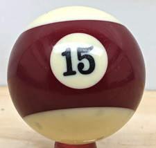 Pool ball 15 ball burgundy and white and black 2.25" diameter