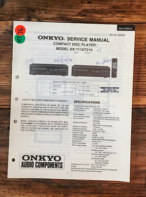 Onkyo DX-711 DX-7210 CD Player Service Manual *Original* | eBay