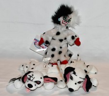NEW Vintage 90s Disney Store Bean Plush 101 Dalmatians Cruella de Vil Dogs Lot