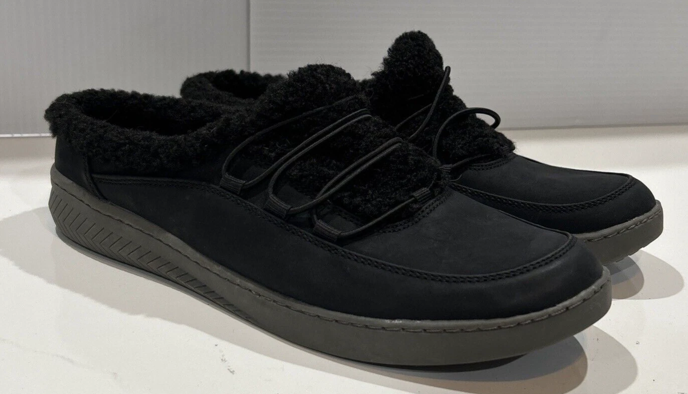 Baretraps Yabigail Black Slip On Mules Shoes Comfort Sherpa Fleece Womens 9.5
