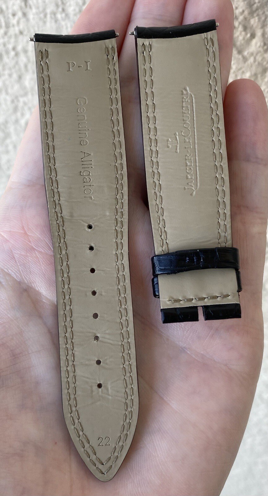 Authentic Jaeger LeCoultre 22mm x 20mm Black Alligator Watch Strap Band