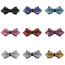 Men  s Crystal Pre-tied Bowties Shiny Wedding Party Diamond Tip Bow Ties QN331