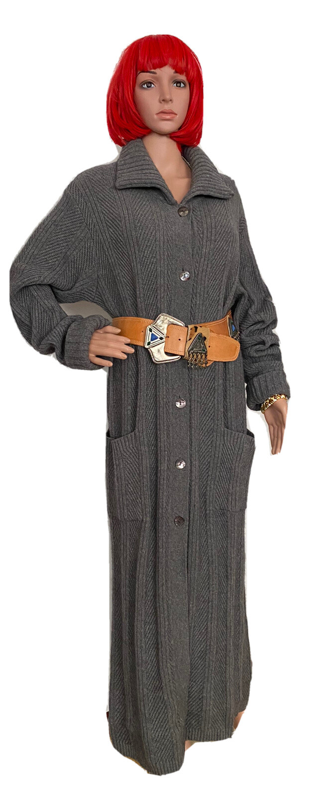 CAPPOTTO CARDIGAN LUNGO YVES SAINT LAURENT ""VARIAZIONE""YSL LANA ANGORA TAGLIA:6 M