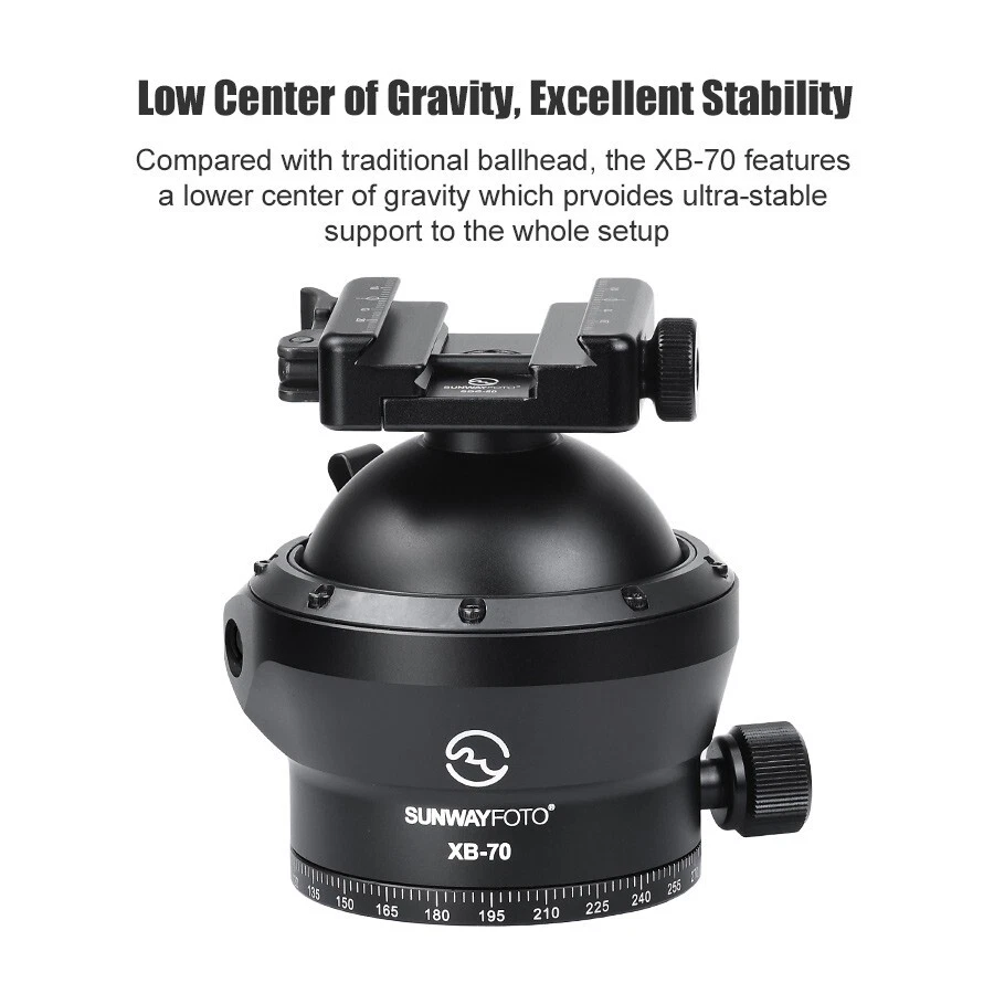 Cabezal de bola de 70 mm para trípode de caza con abrazadera suiza Picatinny y Arca, carga 88 lb (40 kg) Foto 2 de 4