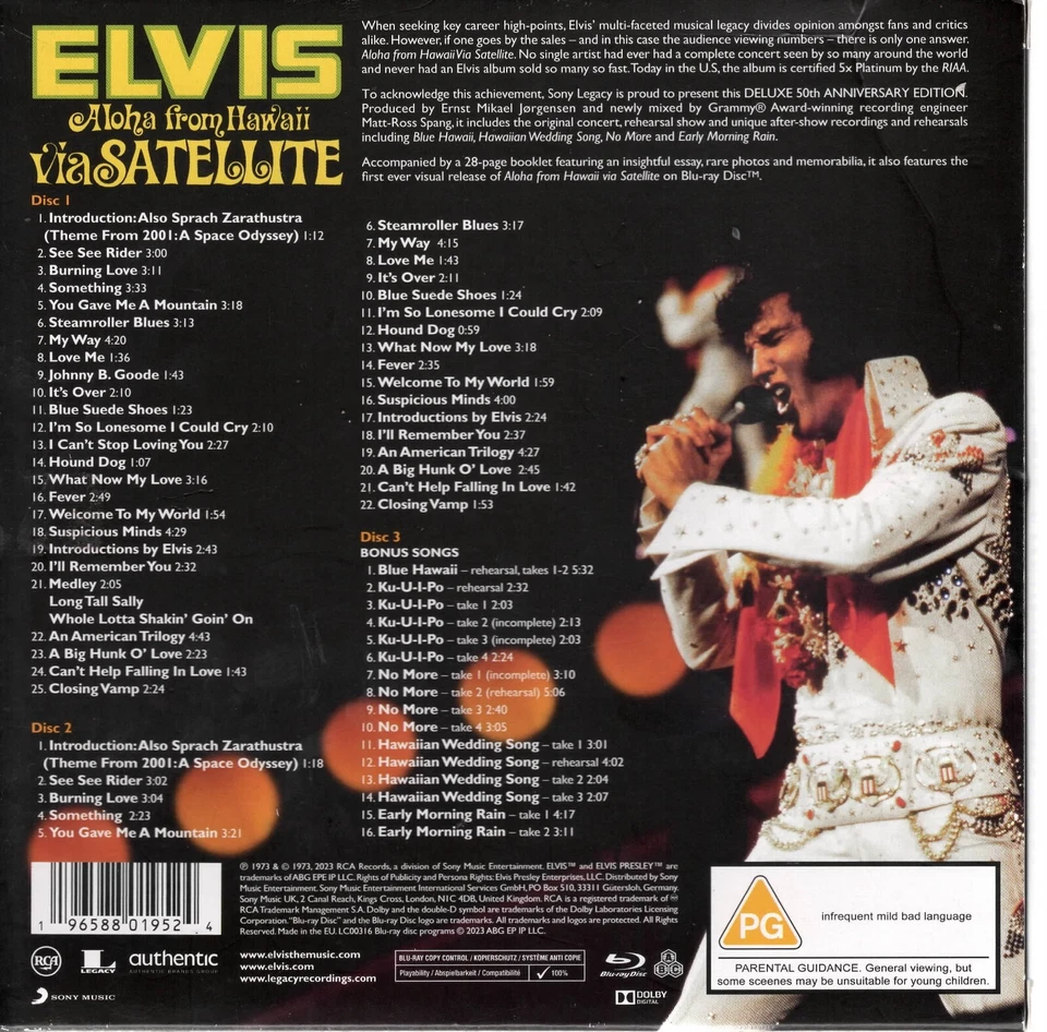 3 CDs + Blu-ray Disc: Elvis ALOHA FROM HAWAII VIA SATELLITE | exzellent (C7490) - Bild 2 von 4
