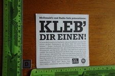 Alter Aufkleber TV Fernsehen Radio Sender SALÜ Imbiss MC DONALD'S