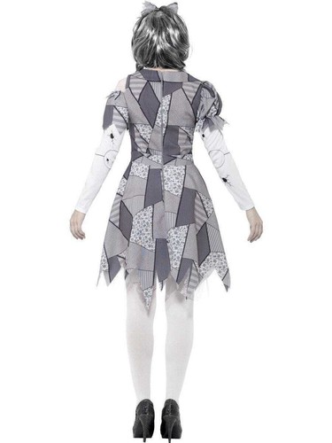 CA87 Ladies Damaged Broken Rag Doll Fancy Dress Halloween Zombie Horror Costume - Picture 3 of 4