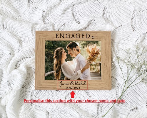 ENGAGED | Personalised Engagement Photo Frame | Engraved | 7x5 or 6x4 Picture Fr - Picture 3 of 4
