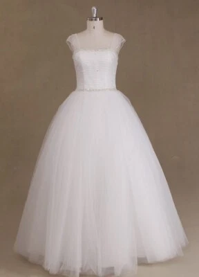 HBH Brautmode I Tüll bodenlanges Brautkleid Clean mit Geradeausschnitt - Bild 1 von 4