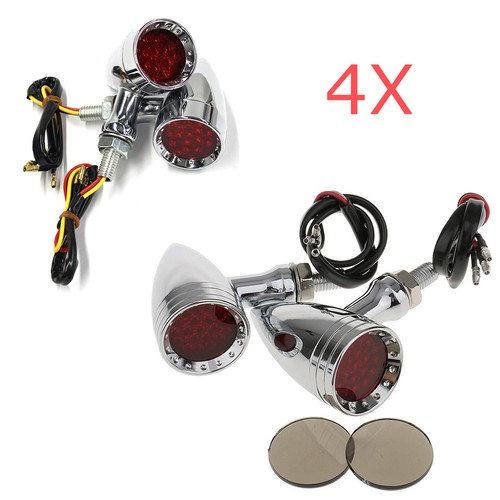 Universal Red Turn Signals Light 12V Bike Tail Lights Indicator For Wide Glide - Picture 1 of 10