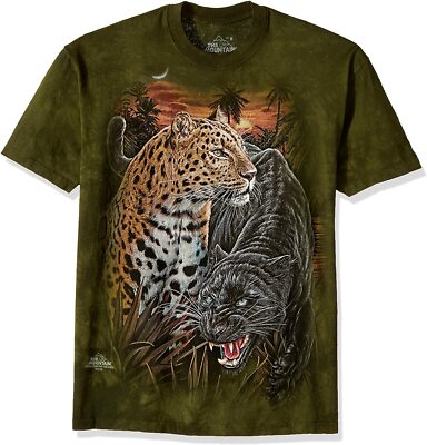 Two Jaguars Panther Tiger King Wild Lynx Cat Green Mountain Animal T-Shirt M