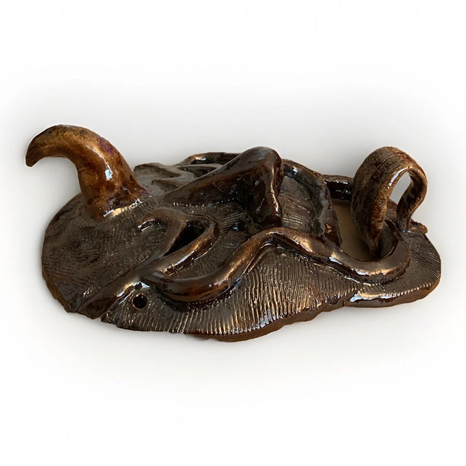 Handgefertigte Student Studio Keramik Ton Maske Volkskunst 10,5” T 8” W Menpo Mempo - Bild 4 von 4