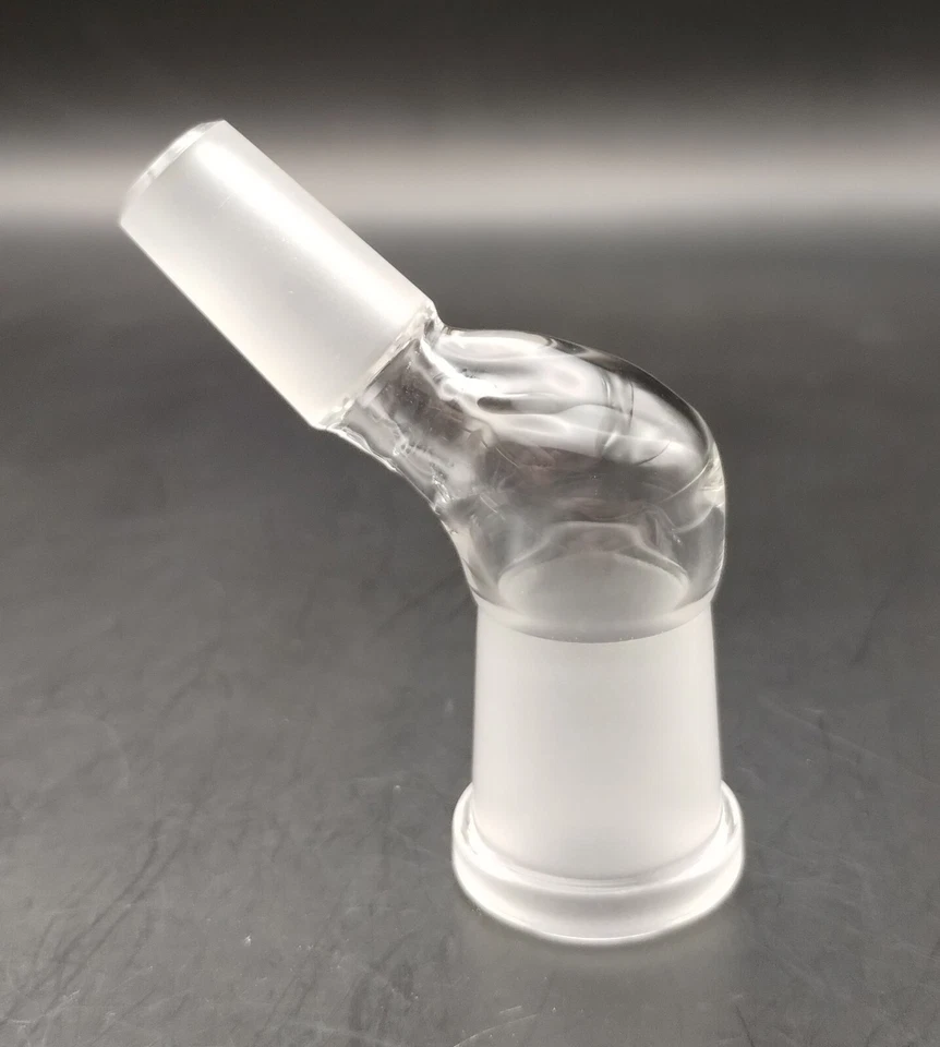 Codo adaptador de fijación de junta de tierra de vidrio ángulo de 45 grados calidad B 18 mm-14 mm Foto 3 de 3