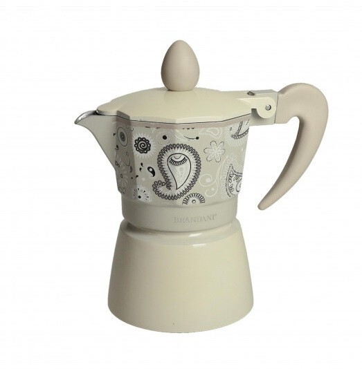 Moka Caffettiera Macchina Caffè BRANDANI Shanti Grigio 1 Tazza Alluminio NUOVO