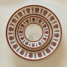 Richard Ginori Ercolano Set piatti porcellana rossa 11,25” e 6” Italia bordo oro