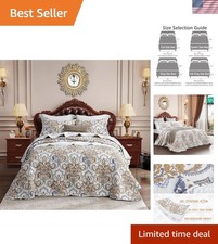 Elegant Extra Wide King Bedspread 128x120 - Soft, Lightweight Microfiber Set