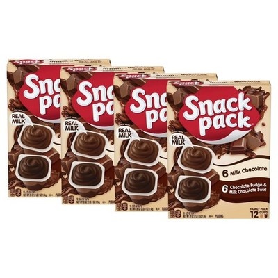 Milk Chocolate Pudding Cups Chocolate Fudge Snack Pack Family Pack 12 Count