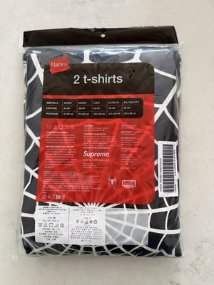 Size L Supreme SS26 Hanes Spider-Man Tagless Tees 2-Pack Black NEW