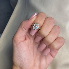 3Ct Real Moissanite Bezel Set Solitaire Engagement Ring 14k Yellow Gold Plated