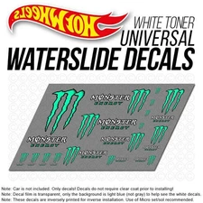 1/64 Scale MONSTER Custom White Toner Universal WaterSlide Decal for Hot