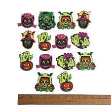 14 Glow in Dark Halloween Cat Ghost Stickers Neon