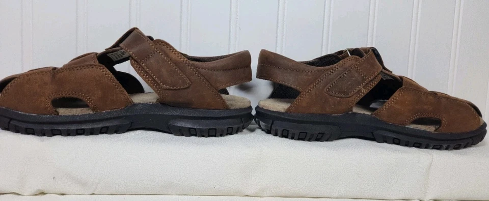 Sandálias infantis Stride Rite 1,5 couro marrom pescador pesca preppy resort ao ar livre - Imagem 3 de 4