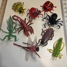 Giant Plastic Insect Bug Toy Lot 9pc Oversized 4"-5" Spiders Scorpion READ