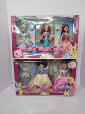 2004 Disney Princess Porcelain 6 Dolls Brass Key Keepsakes Set Of 2 New Boxes