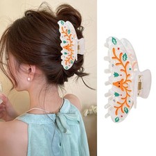 1 PC White Christmas Elk Xmas Tree Rhinestone Hair Claw Clip Acrylic Non Slip