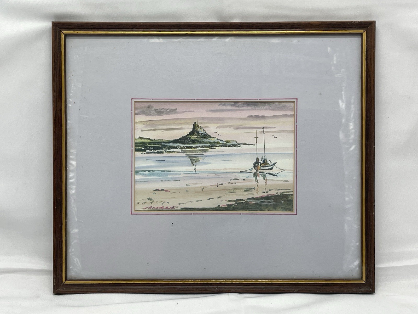 Vintage Original Watercolour Of Lindisfarneby The Artist Judith Currie