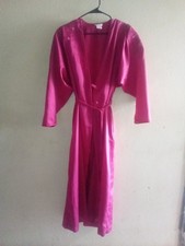 Vtg,Sabrina ,Long Embroidered Satin Robe, Medium, Korea