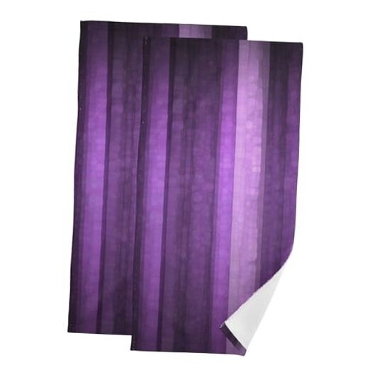 Striped Purple Bath Towels Set of 2 Abstract Glass Texture 28x14