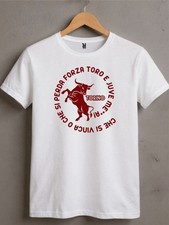 T-shirt Torino FC Bianca Uomo Cotone - Stampa Toro Rampante e Frase - Maglia Fan