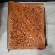 M. L. Leddy Vintage Embossed Hand Tooled Zip ...