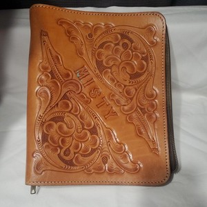 M. L. Leddy Vintage Embossed Hand Tooled Zip Around Notebook Stamped ‘misty 
