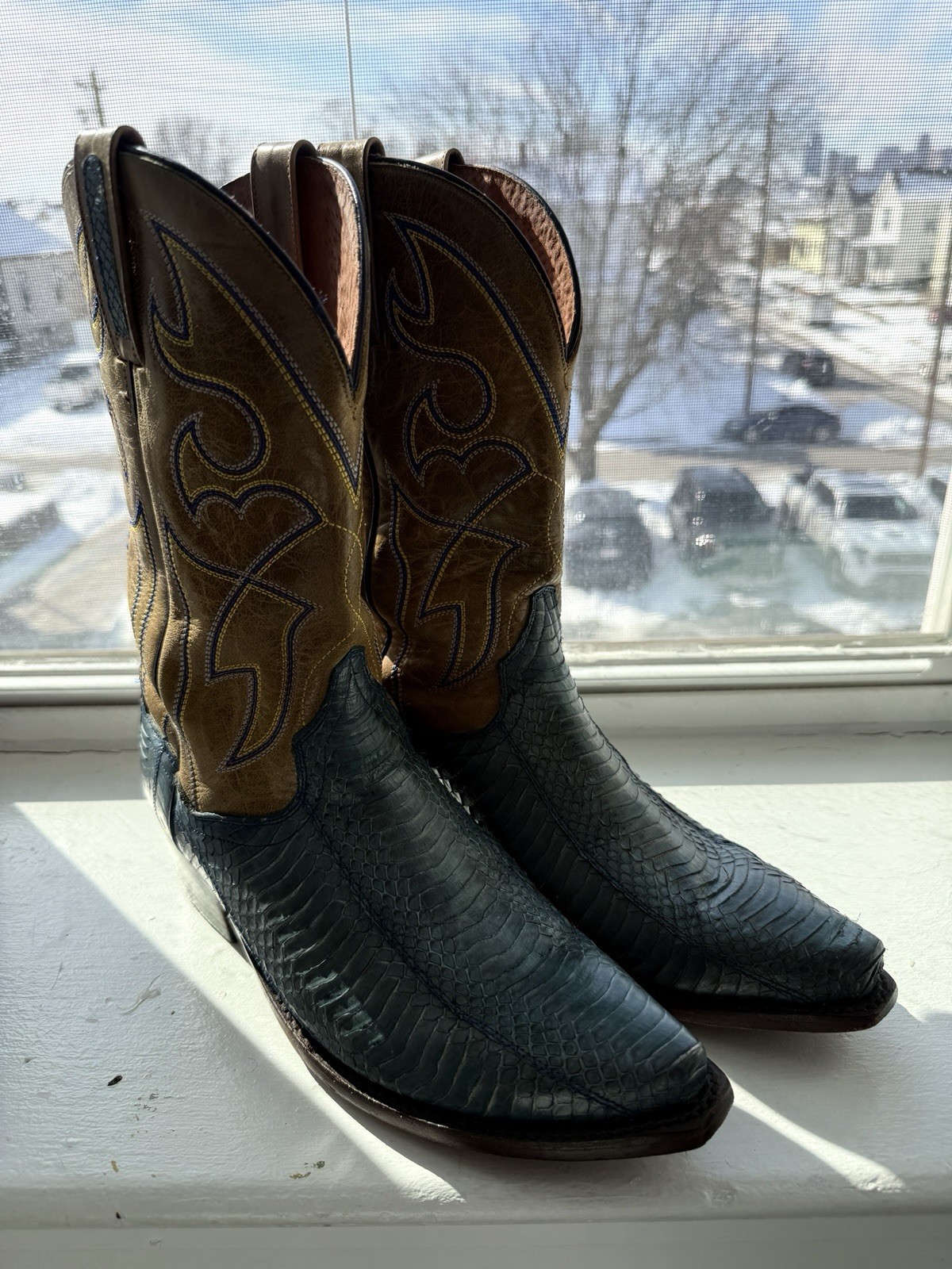 Dan Post Blue Python Cowboy Boots 10.5 - image 1